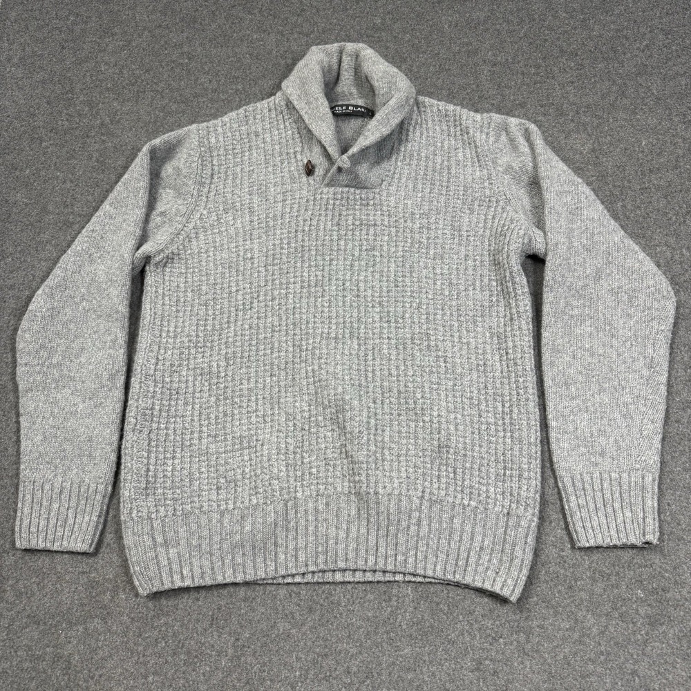 Daniele Blasi Gray Shawl Collar Wool Blend Sweater Size L Made Italy